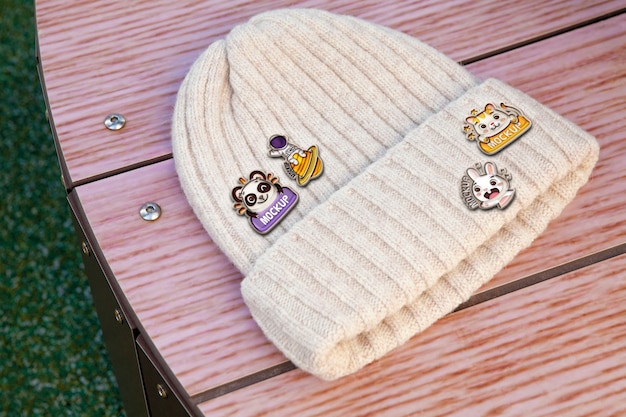 PSD view of pin on beanie