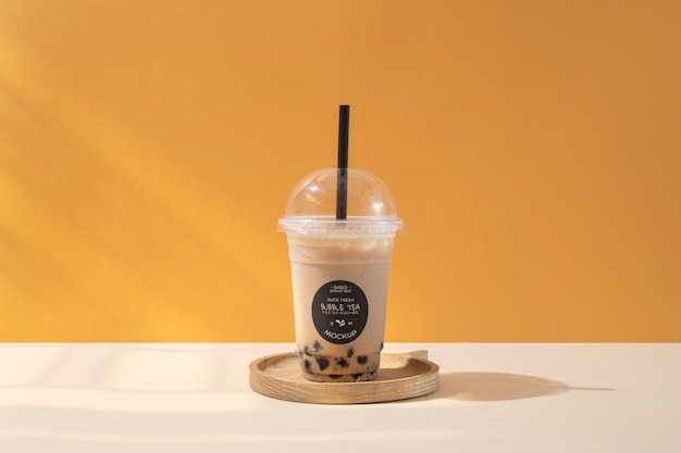 Premium PSD  Bubble tea cup mockup