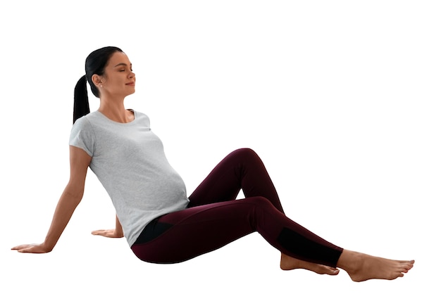 PSD view of pregnant woman doing sports