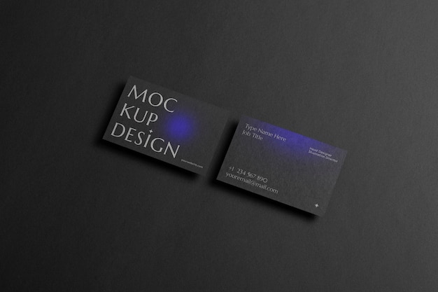 View of professional dark gradient business card mock-up