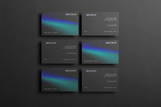 View of professional dark gradient business card mock-up