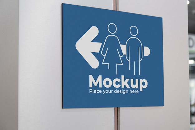 PSD view of public bathroom sign mock-up