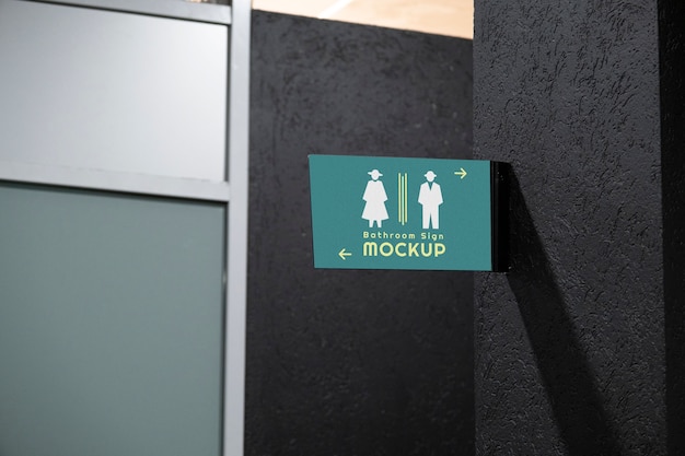 PSD view of public bathroom sign mock-up