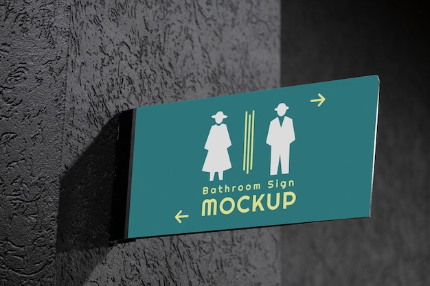 View of public bathroom sign mock-up