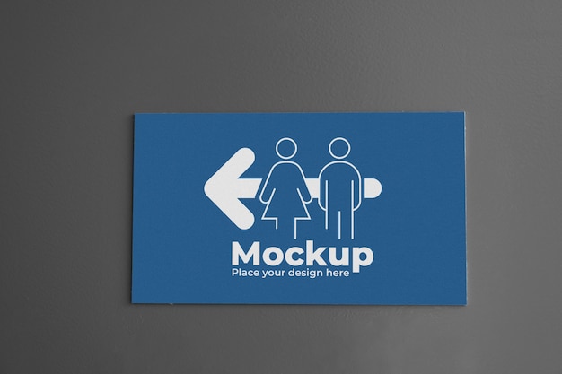 View of public bathroom sign mock-up