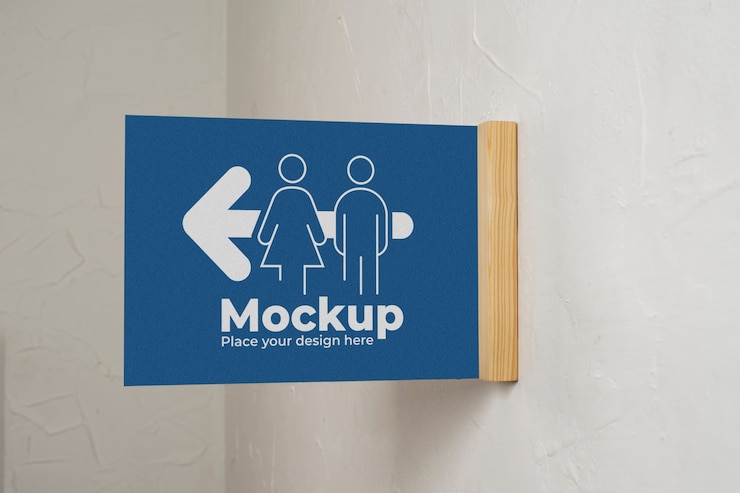 PSD view of public bathroom sign mock-up