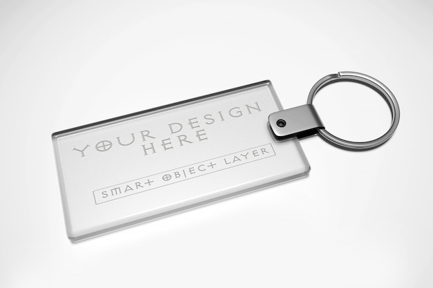 PSD view of a rectangular key chain mockup