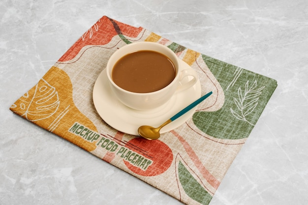 View of restaurant table setup with placemat mock-up