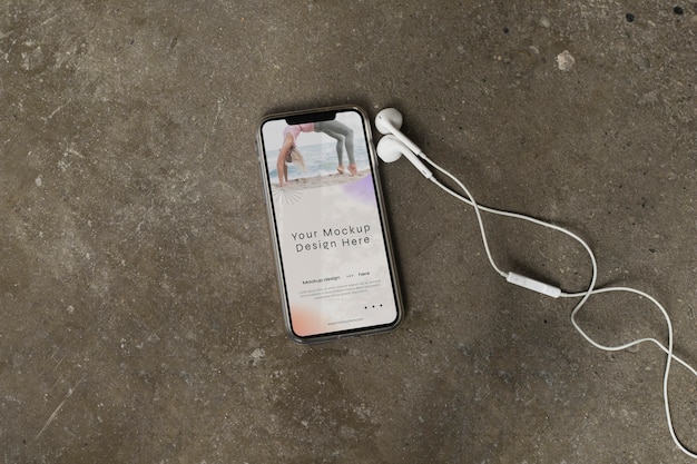 View of smartphone device on the ground