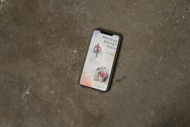 View of smartphone device on the ground