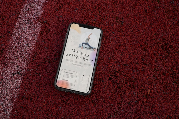 View of smartphone device on the ground
