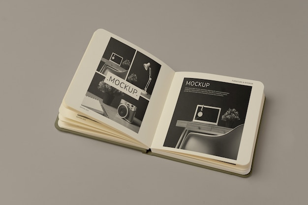 View of square paper book mock-up