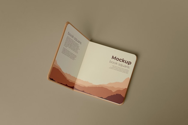 View of square paper book mock-up