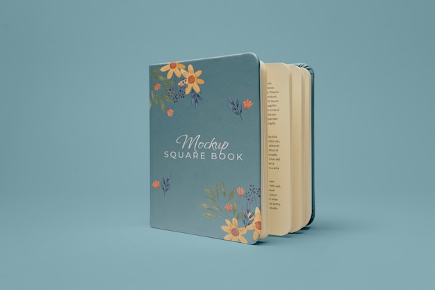 PSD view of square paper book mock-up