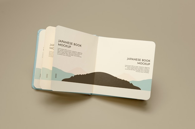 PSD view of square paper book mock-up