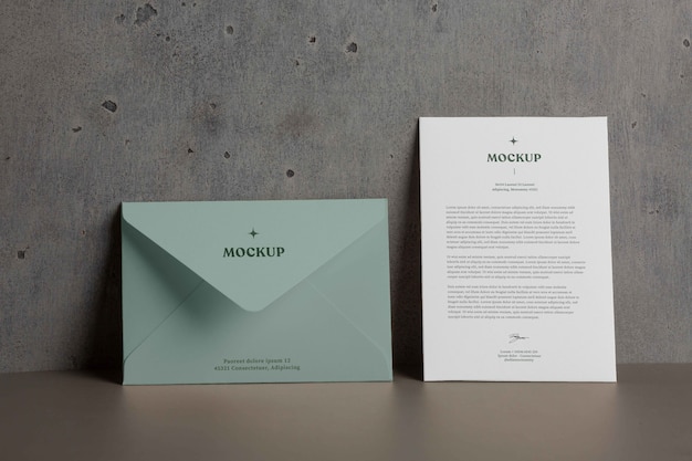 PSD view of standing paper envelope mock-up