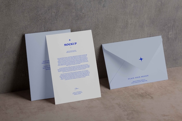 PSD view of standing paper envelope mock-up