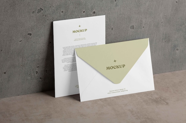 PSD view of standing paper envelope mock-up