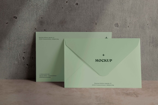 PSD view of standing paper envelope mock-up