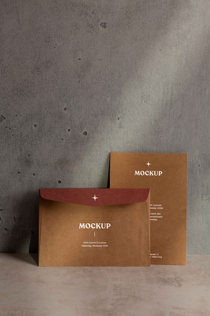 PSD view of standing paper envelope mock-up