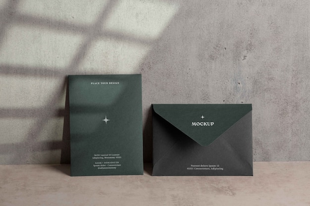 view of standing paper envelope mock-up