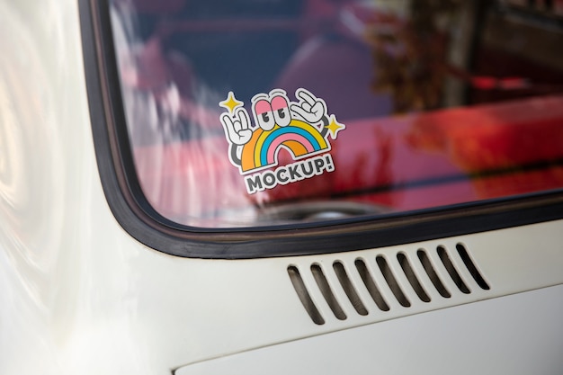 View of sticker mock-up on car window