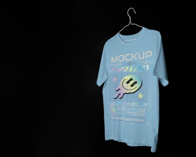 PSD view of t-shirt mock-up on a hanger