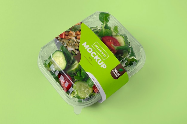 PSD sopra vista gustosa scatola di insalata sana