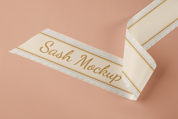 PSD view of textile sash mock-up design