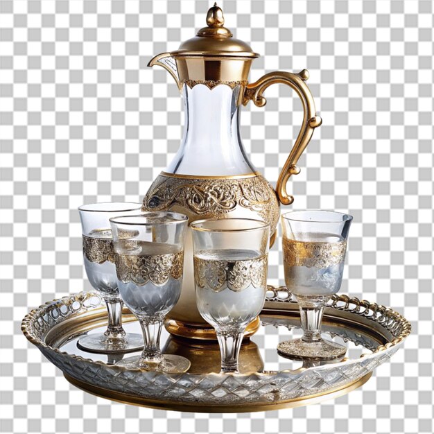 PSD view of traditional tea set on a table in marrakech