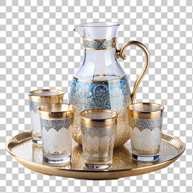 PSD view of traditional tea set on a table in marrakech