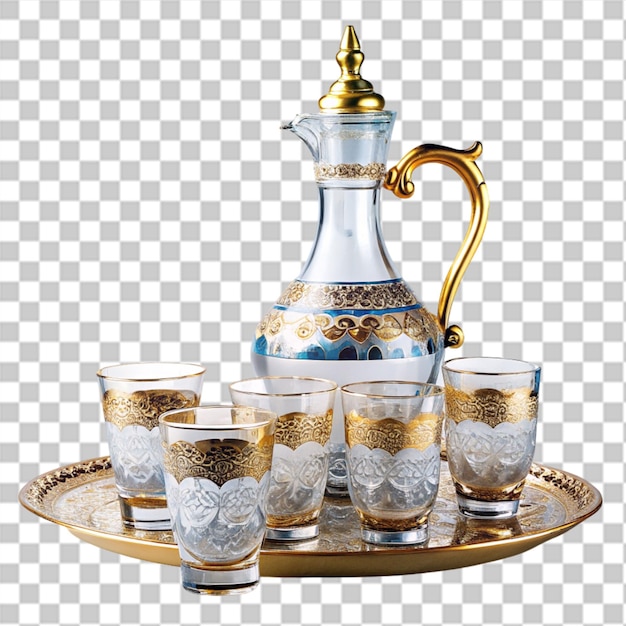 PSD view of traditional tea set on a table in marrakech