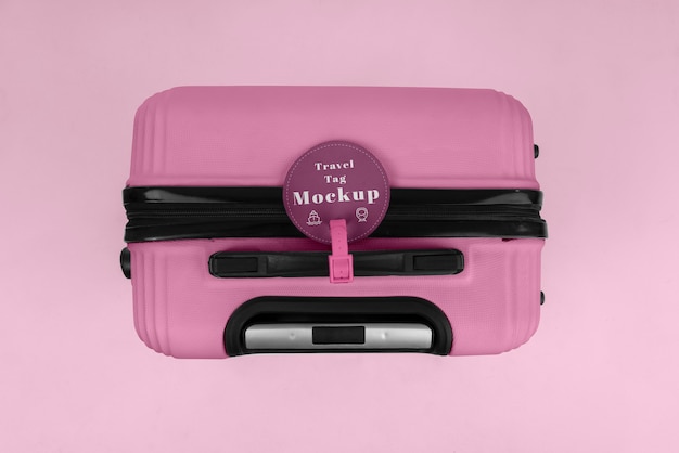 View of travel luggage with tag