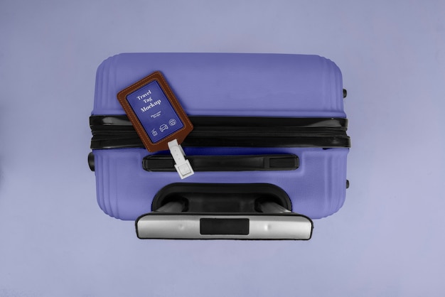 PSD view of travel luggage with tag