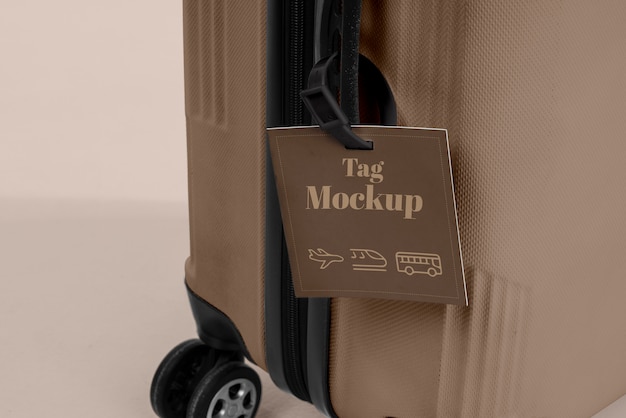 PSD view of travel luggage with tag