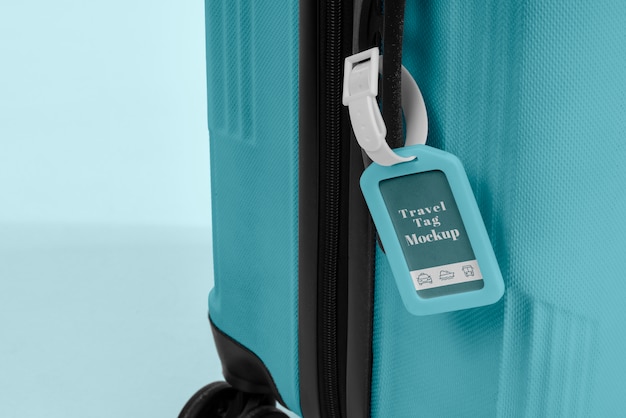PSD view of travel luggage with tag