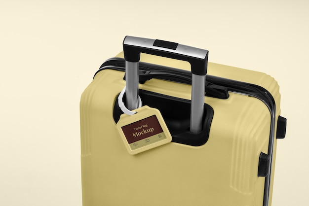 PSD view of travel luggage with tag