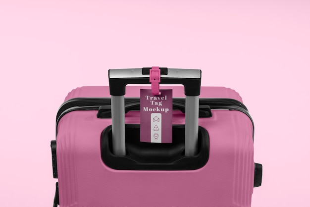 PSD view of travel luggage with tag