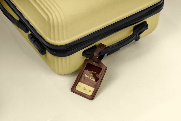 PSD view of travel luggage with tag