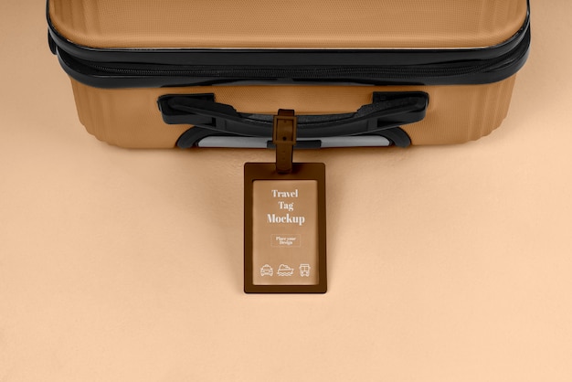 View of travel luggage with tag