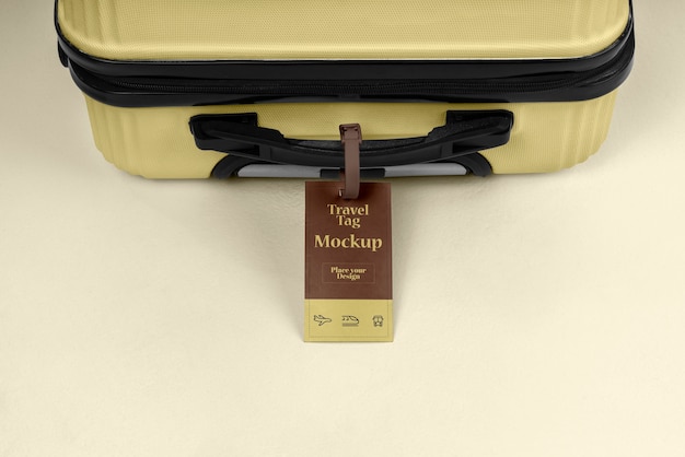 PSD view of travel luggage with tag