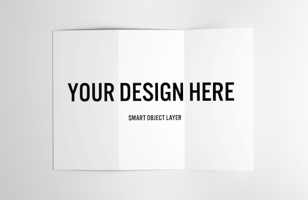 View of a Trifold Brochure on white Table Mockup