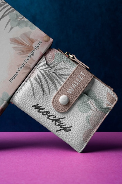 PSD view of wallet with botanic print