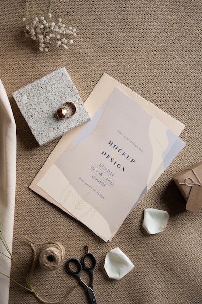 above view wedding invitation glassine paper
