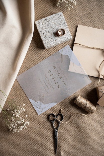 above view wedding invitation glassine paper