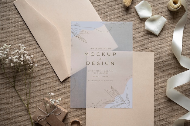 above view wedding invitation glassine paper