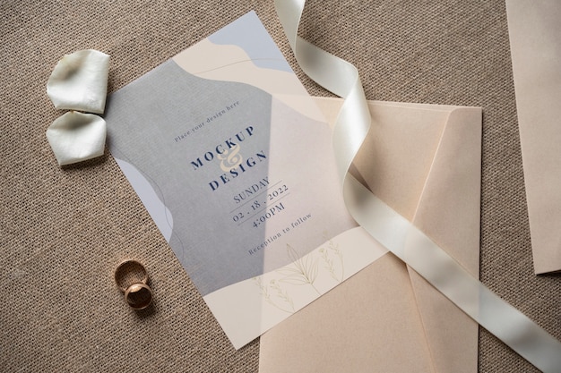 above view wedding invitation glassine paper