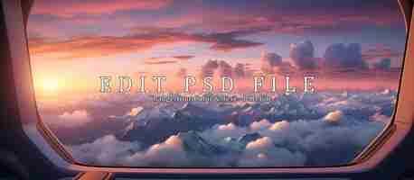 PSD viewing the serene cloudscape through twin airplane windows at dawn by ai