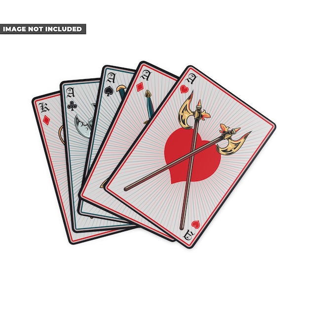 Vijf speelkaarten mockup