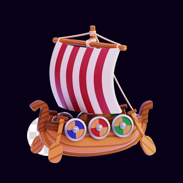 PSD viking battleship 3d иллюстрация